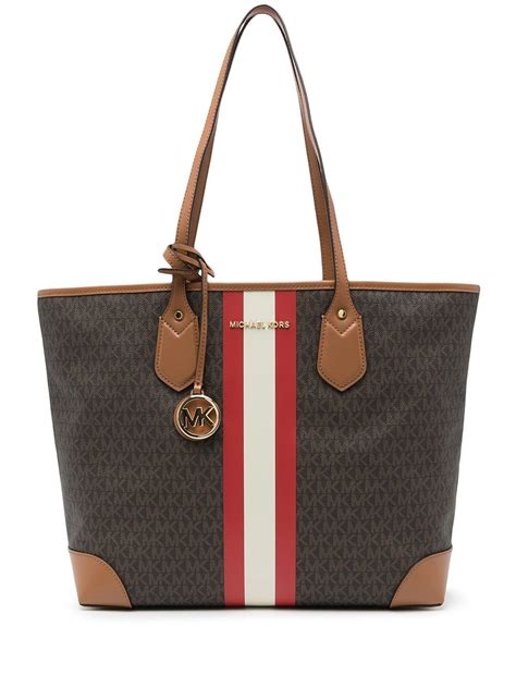 michael kors shopper eva|Eva Large Signature Logo Stripe Tote Bag .